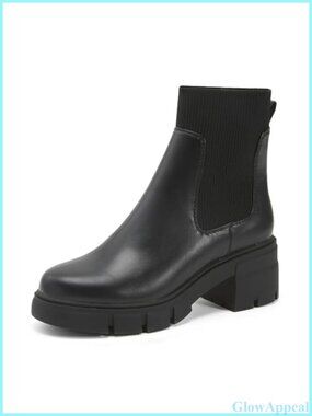 Faux Suede Chelsea Boots Chunky Block Heel Platform Lug Sole Ankle Booties
